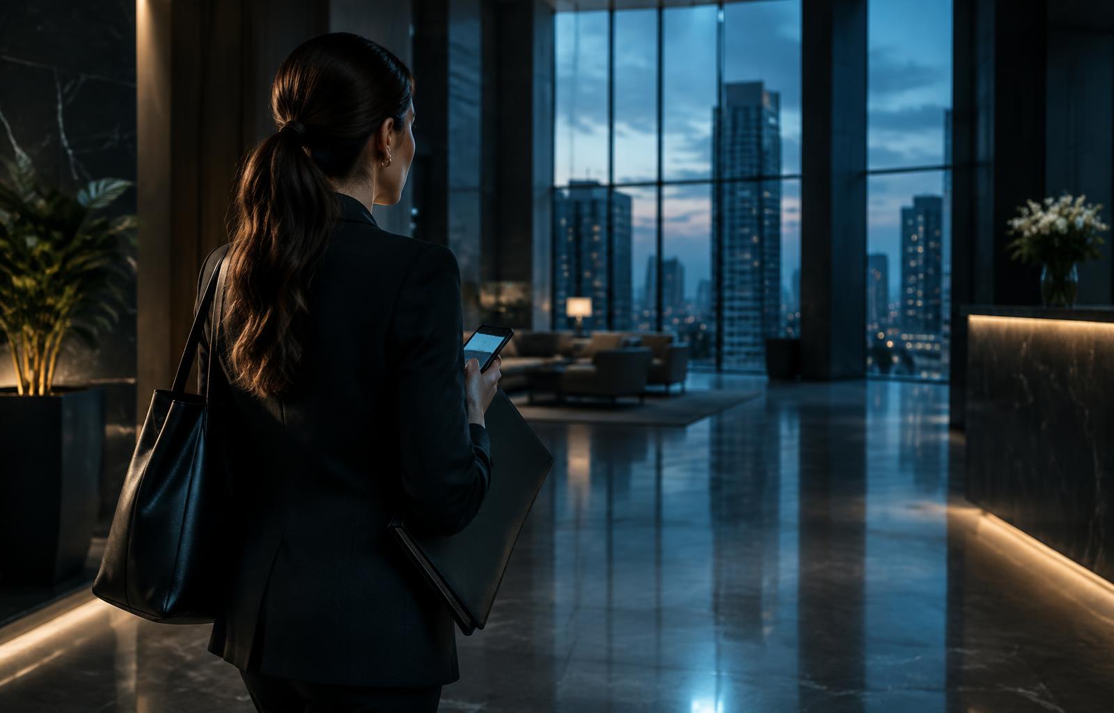 Corretora em um empreendimento residencial contemporâneo